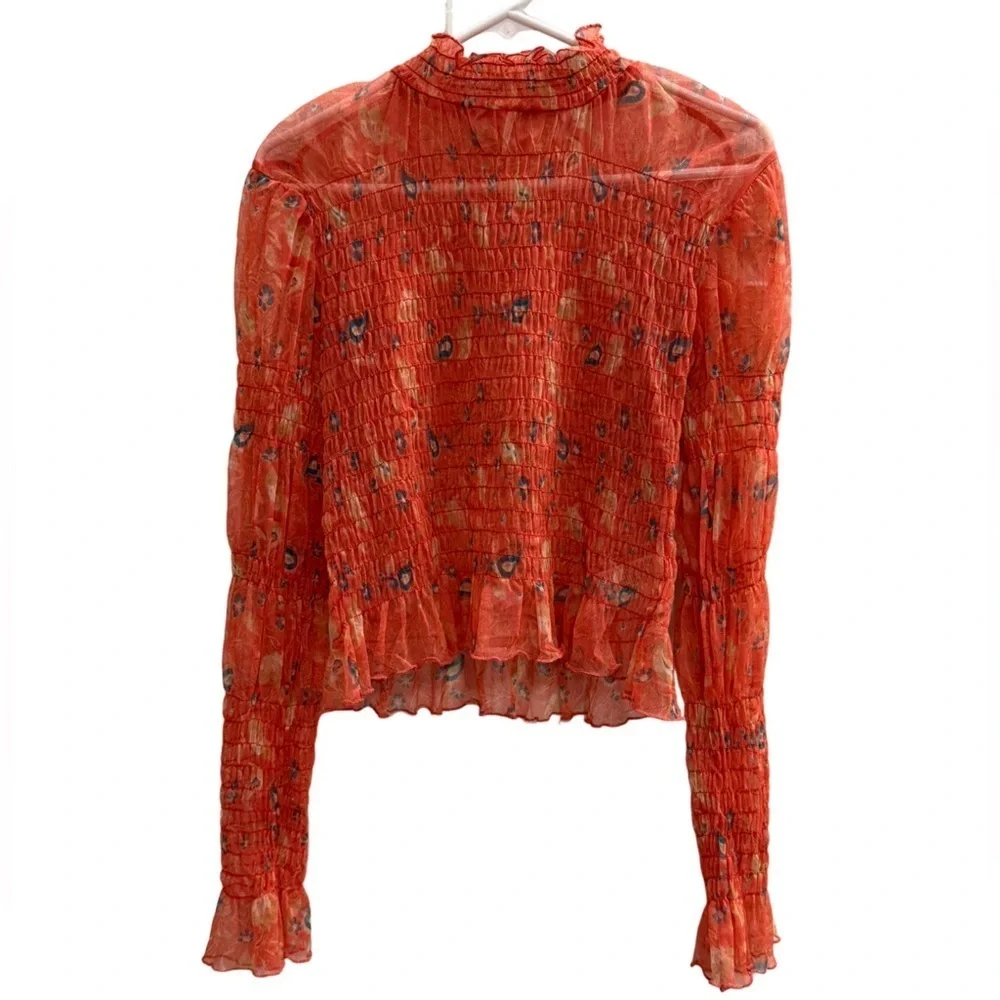 FREE PEOPLE Hello There Top Orange Size Medium